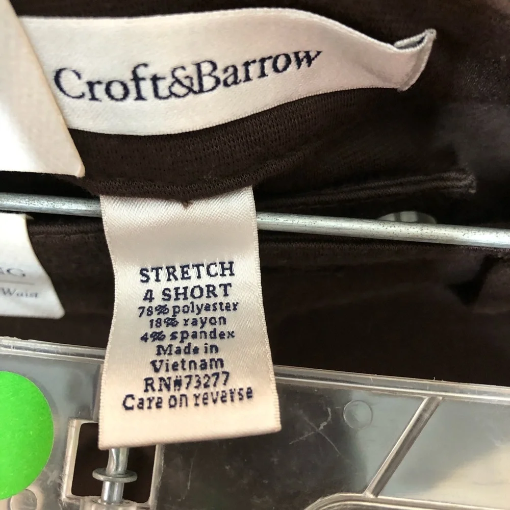 SIZE 4 SHORT STRETCH CROFT&BARROW DARK COFFEE PANTS